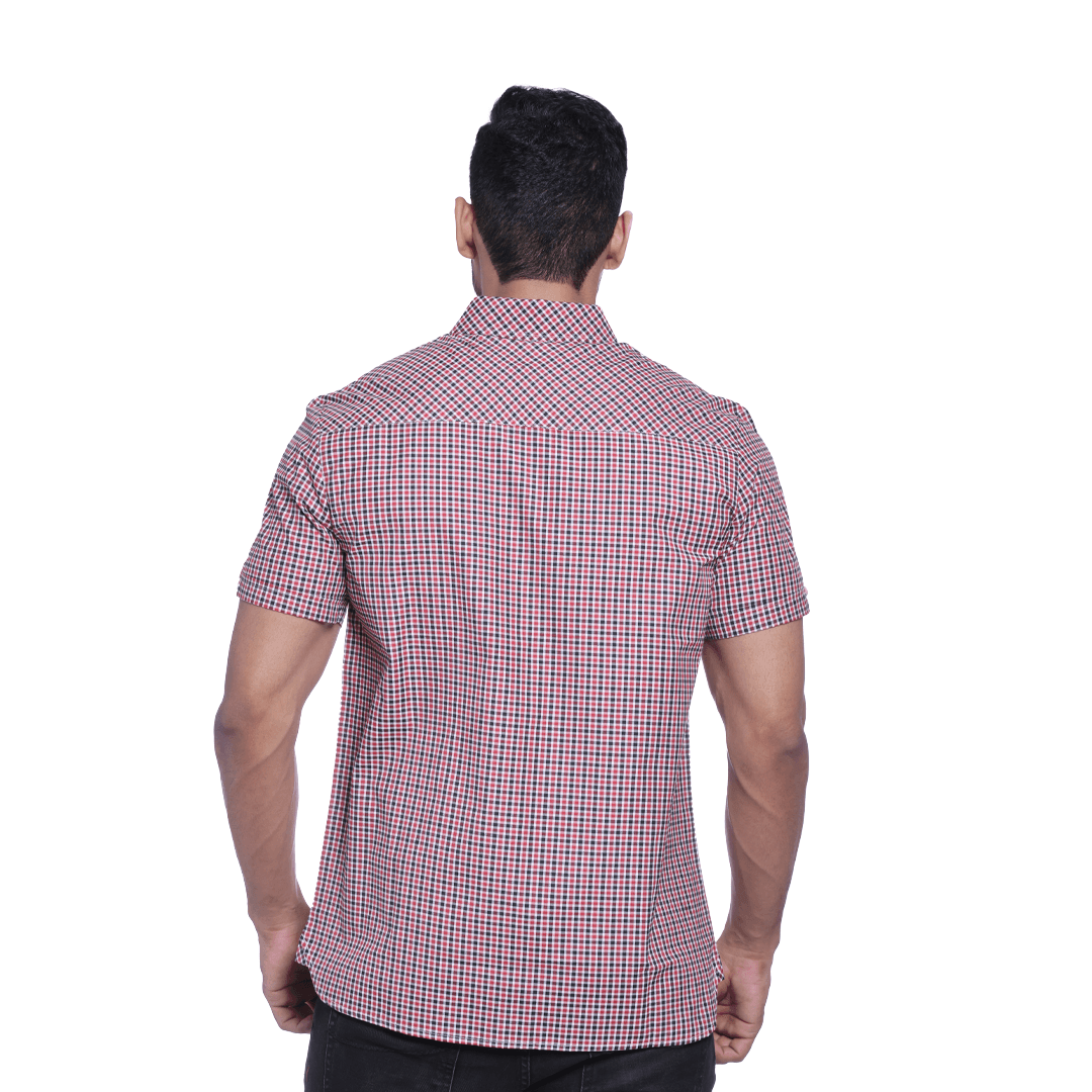 MEN’S 60% COTTON 40% POLYESTER HALF SLEEVE SHIRT - RED - N A S H