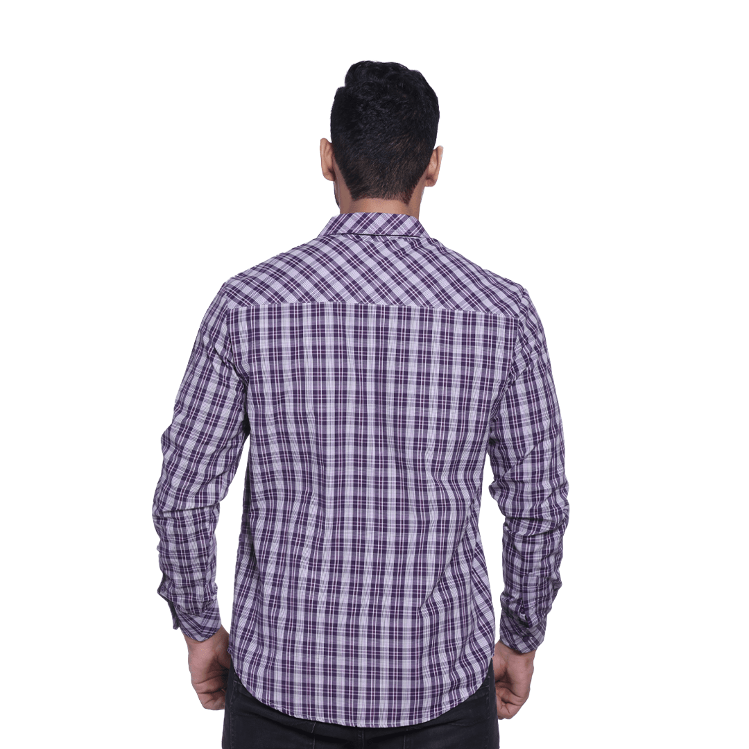 MEN’S 60% COTTON 40% POLYESTER FULL SLEEVE SHIRT - VIOLET - N A S H