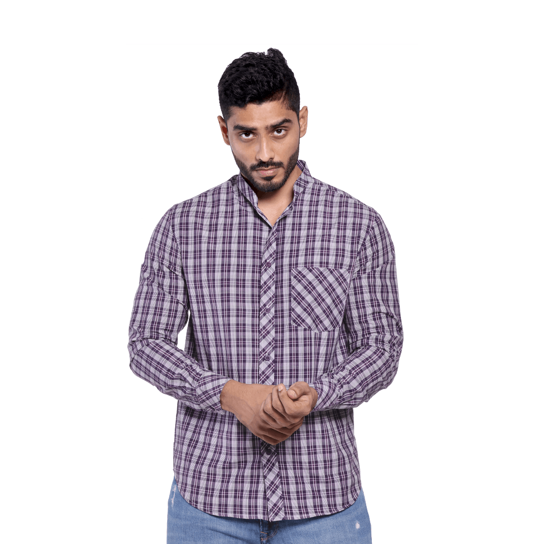 MEN’S 60% COTTON 40% POLYESTER FULL SLEEVE SHIRT - VIOLET - N A S H