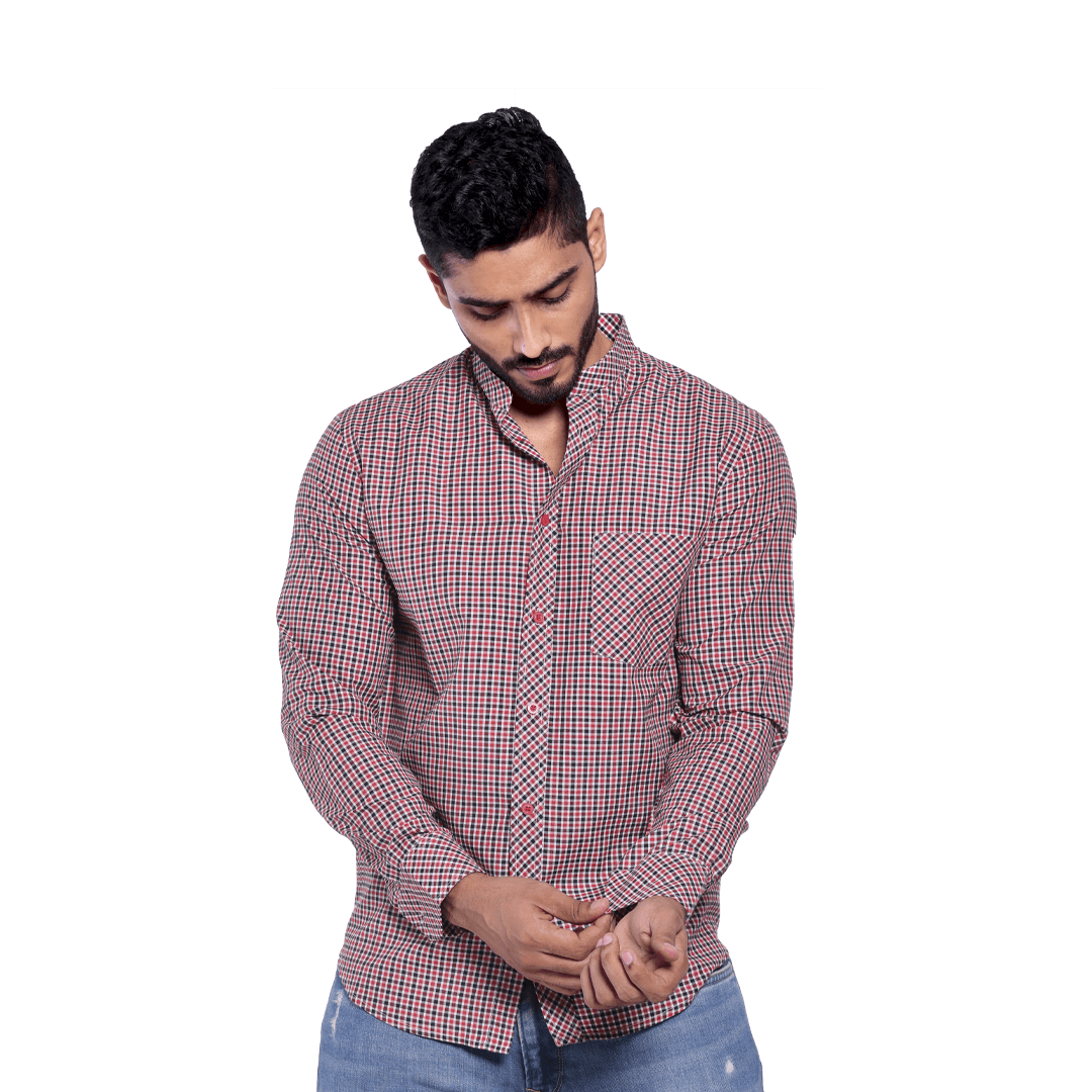 MEN’S 60% COTTON 40% POLYESTER FULL SLEEVE SHIRT - RED - N A S H