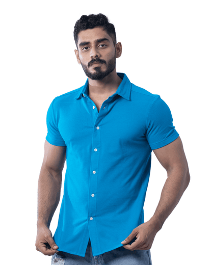 Pique Solid Color Half Sleeve Shirts. - N A S H
