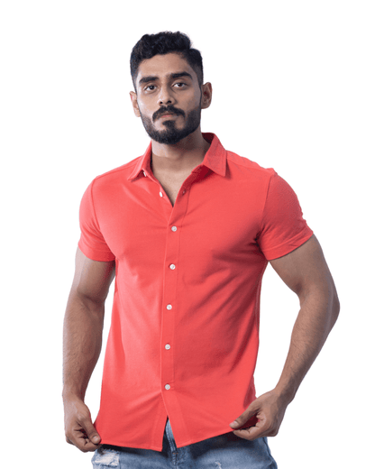 Pique Solid Color Half Sleeve Shirts. - N A S H