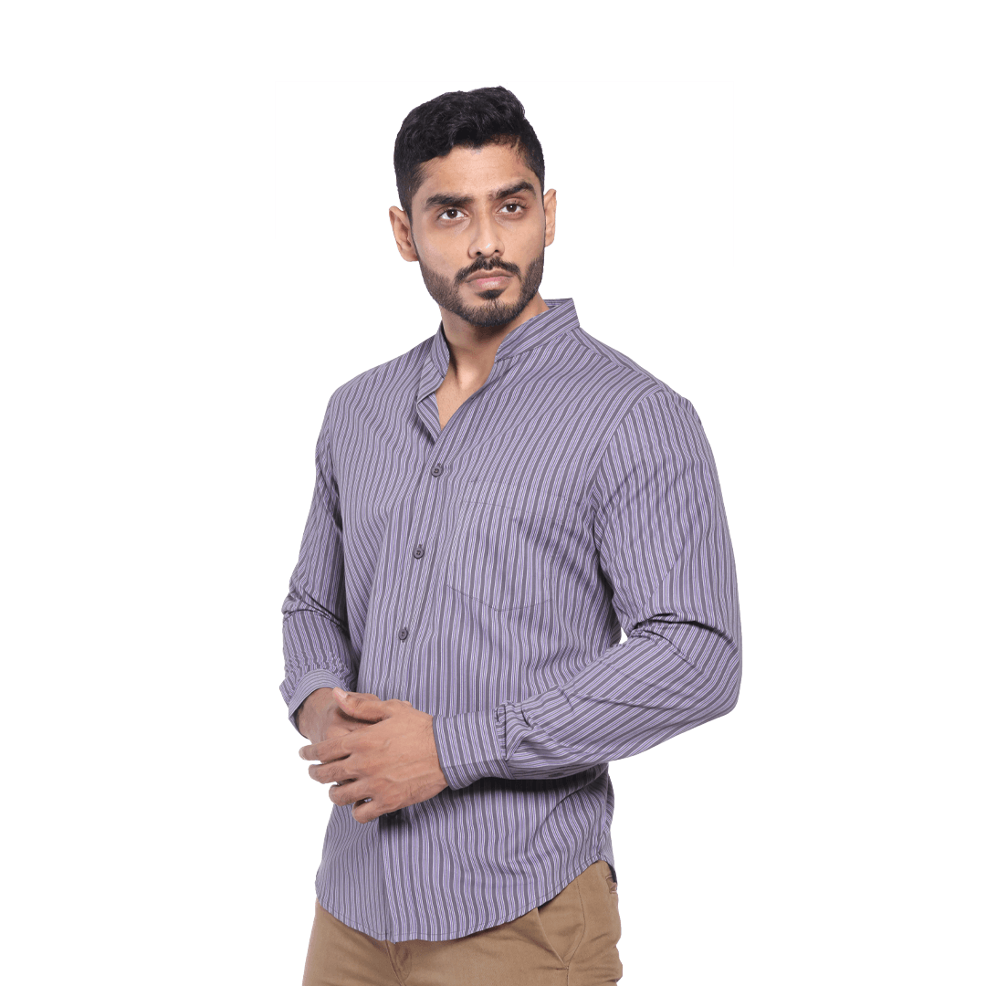 MEN’S 60% COTTON 40% POLYESTER FULL SLEEVE SHIRT - GREY - N A S H